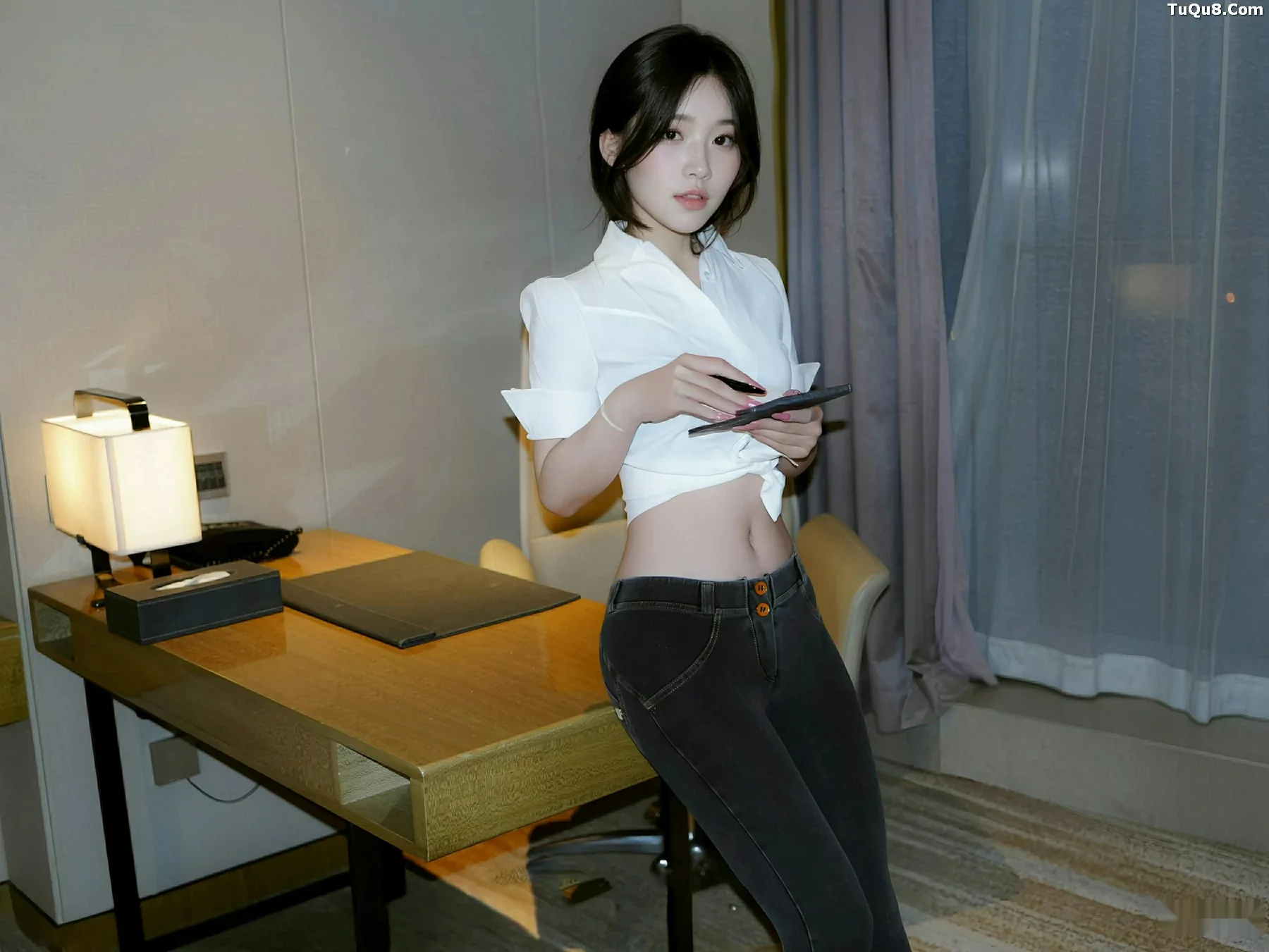 汁汁性感白T配牛仔长裤露蓝灰色内衣秀曼妙身姿绝美写真72P 2