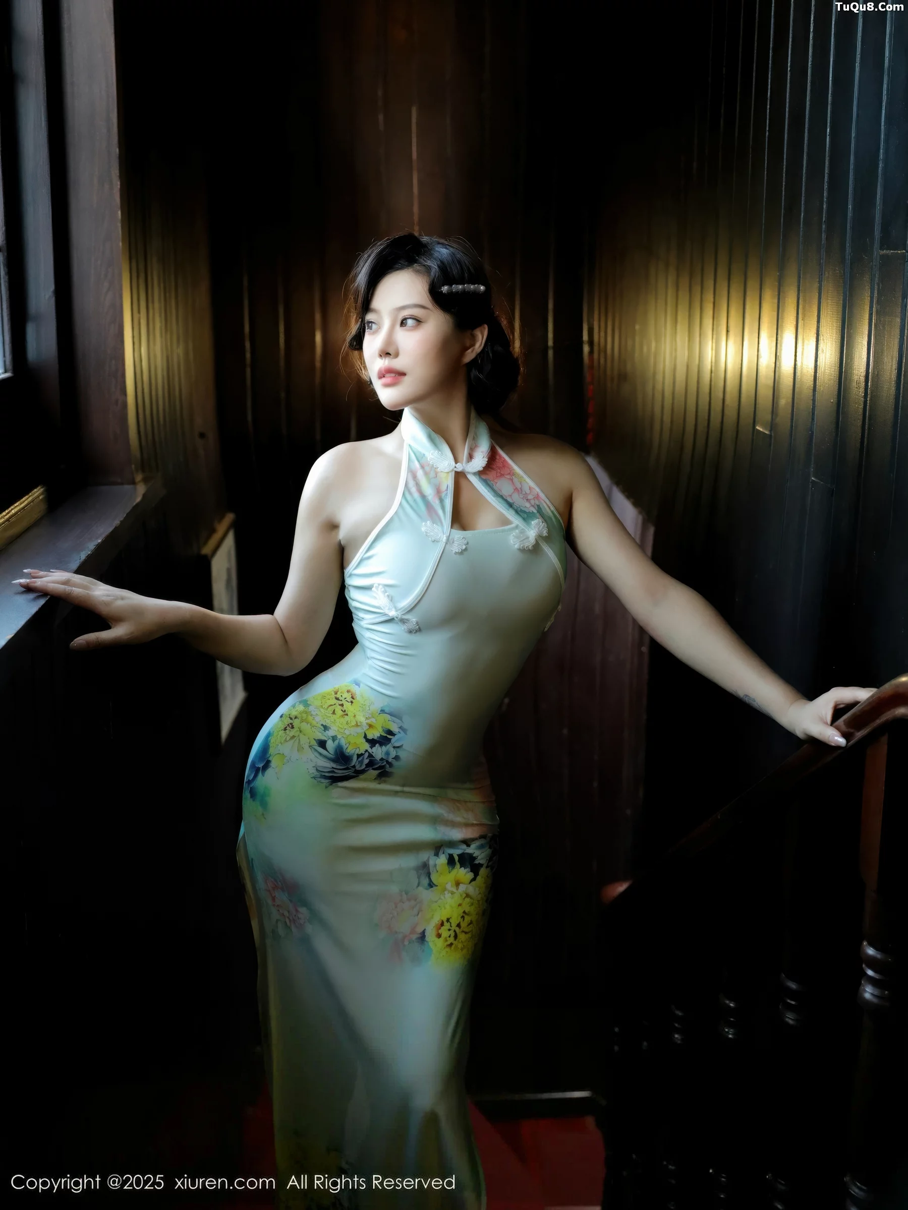 Lilianna o sexy green qipao with ultra-thin sheer fabric showing off full figure absolutely beautiful photos 69P 3