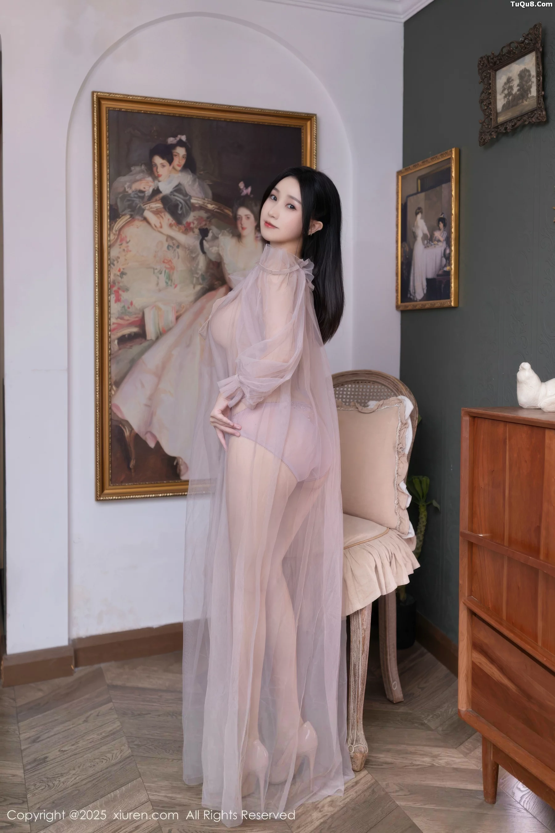 Apricot Yada Sexy Sheer Pink Tulle Revealing Purple Lingerie Showcasing Graceful Figure Stunning Photoshoot 68P 2