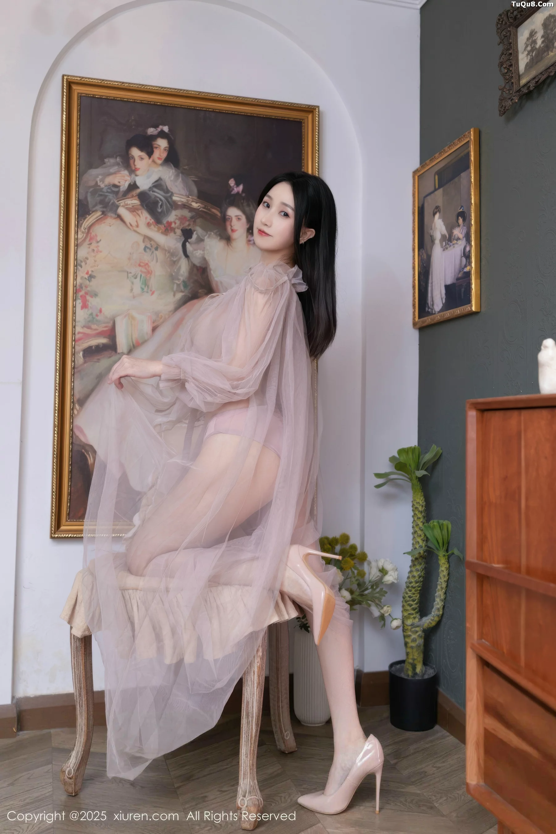 Apricot Yada Sexy Sheer Pink Tulle Revealing Purple Lingerie Showcasing Graceful Figure Stunning Photoshoot 68P 3