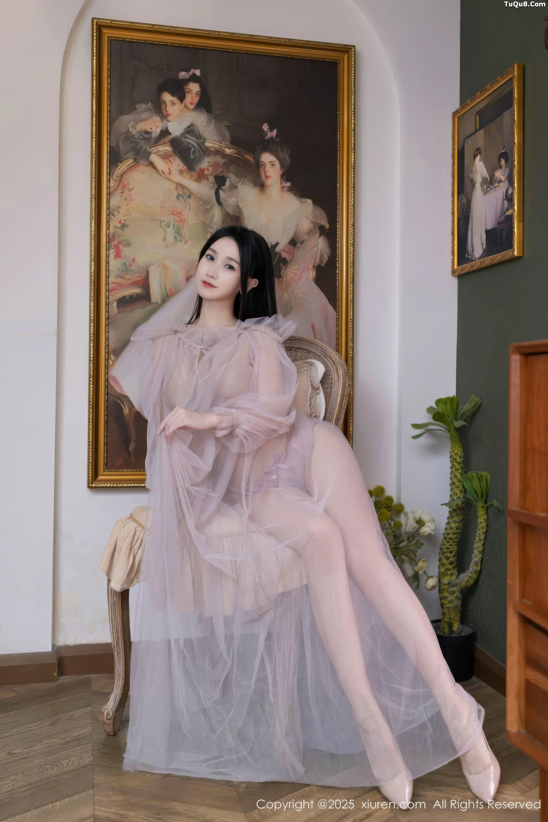 Apricot Yada Sexy Sheer Pink Tulle Revealing Purple Lingerie Showcasing Graceful Figure Stunning Photoshoot 68P 4