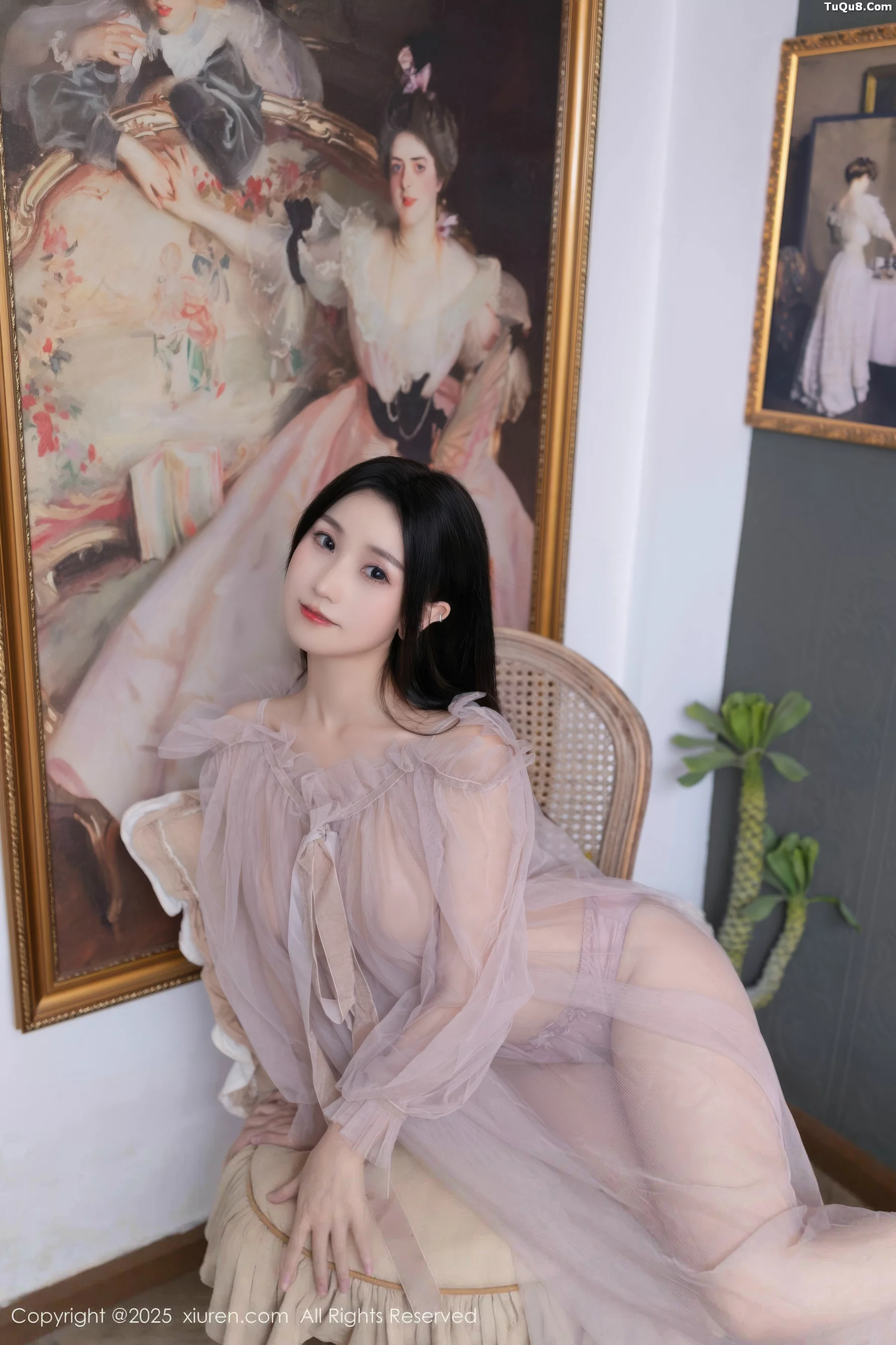 Apricot Yada Sexy Sheer Pink Tulle Revealing Purple Lingerie Showcasing Graceful Figure Stunning Photoshoot 68P 5