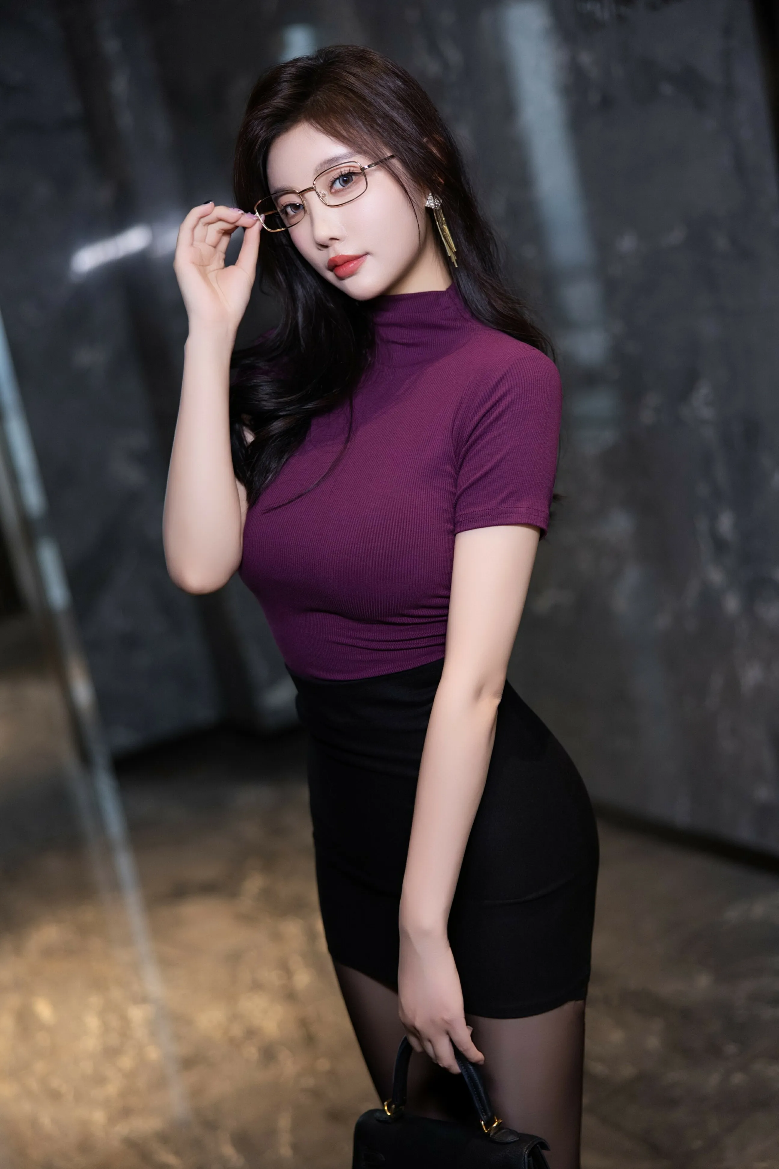 Paid Model Content Yang Chenchen Tempting Private Photoshoot Benefits Purple T-shirt Unlisted No Watermark 97P 3