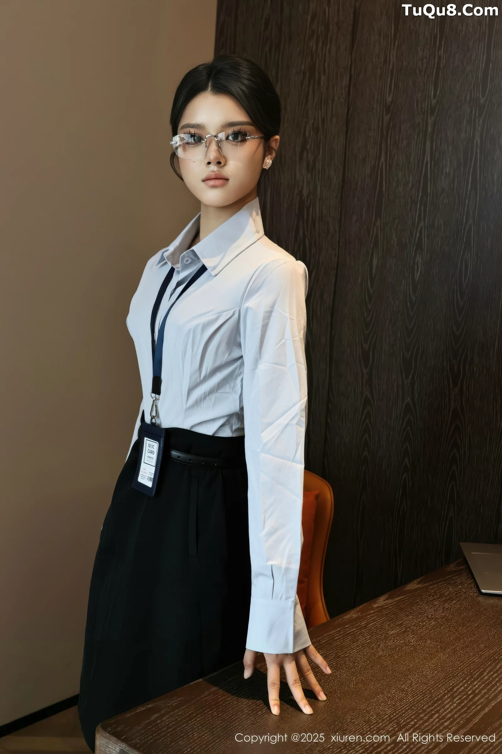 Nuo Lizi Sexy Blue Shirt with Black Mini Skirt Showing Ultra-Thin Flesh, Displaying Graceful Figure, Beautiful Photoshoot 60P | 8 photos visible