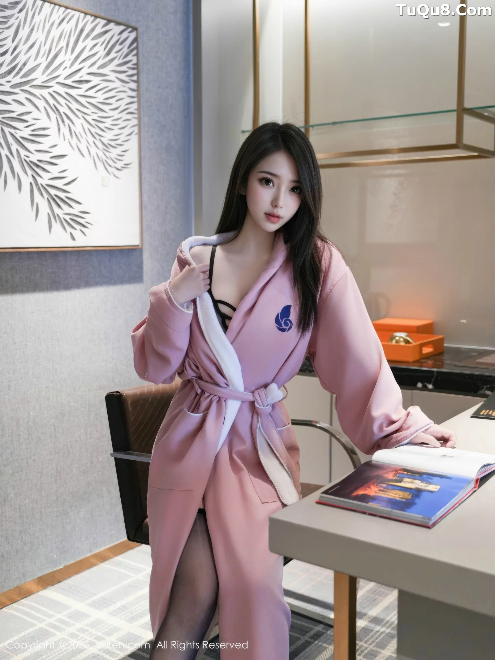 Shāo Shāo Xiǎo Táo sexy black lingerie with black stockings and garter belt showing off a graceful figure, exquisite photoshoot 71P 4