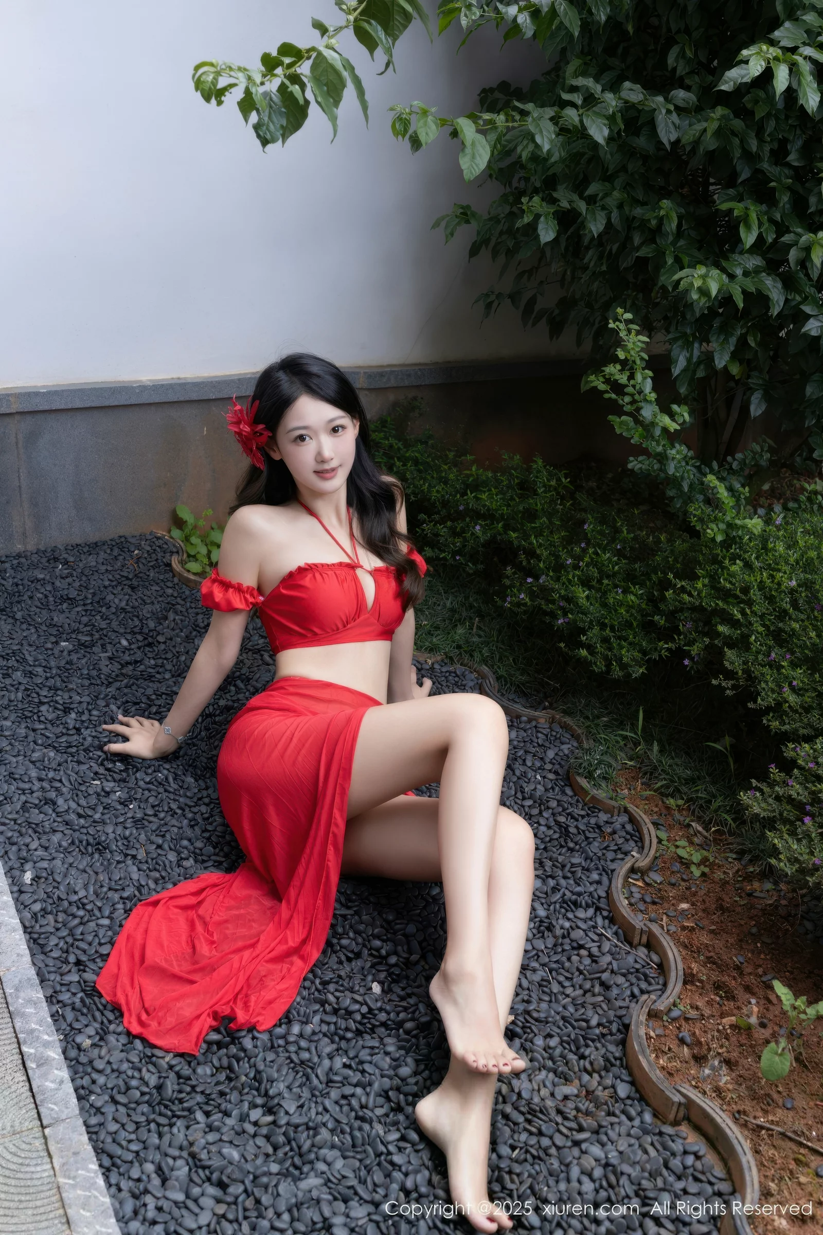 Tang Anqi sexy red short skirt showing red swimsuit graceful figure charming gorgeous photo set 80P 4