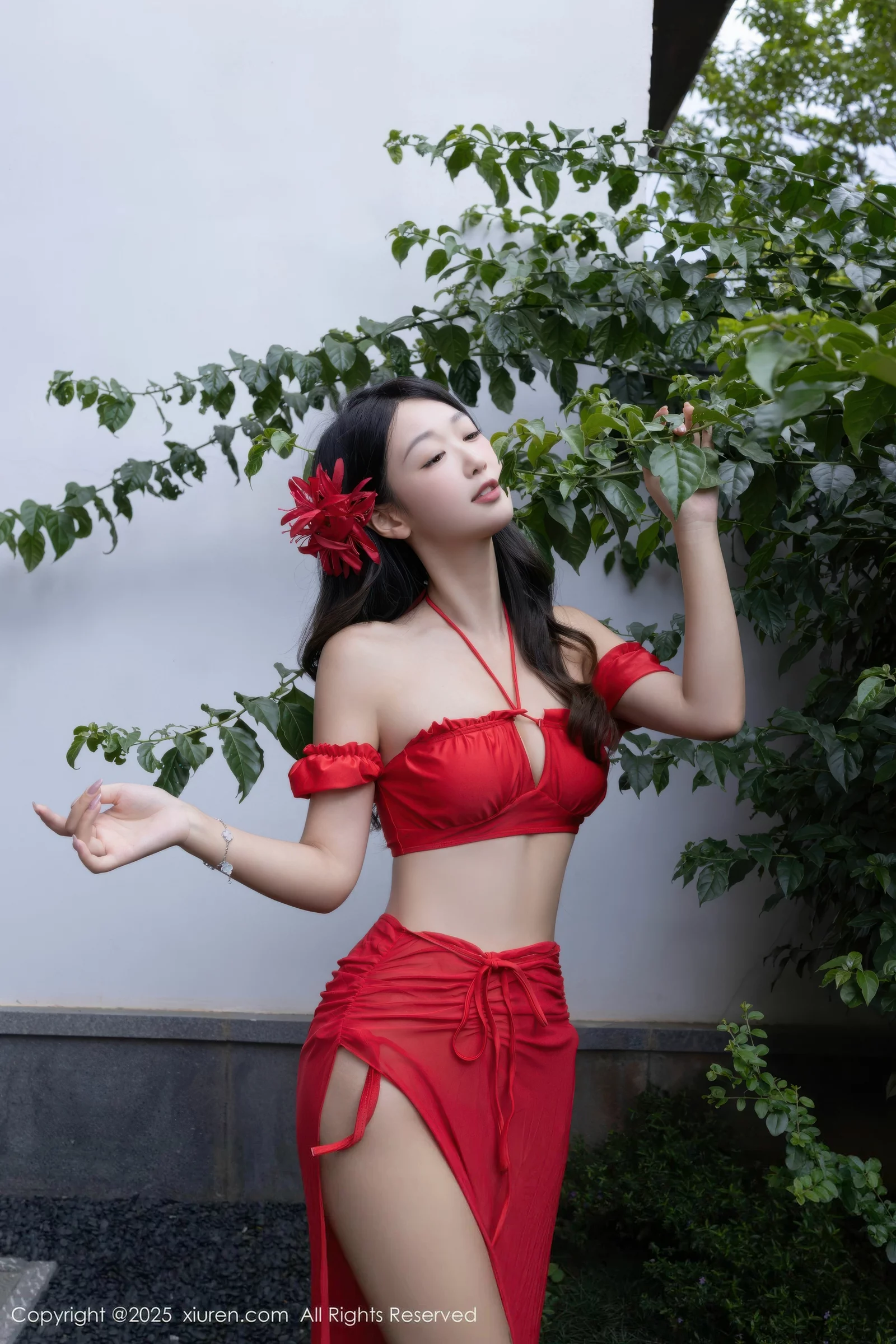 Tang Anqi sexy red short skirt showing red swimsuit graceful figure charming gorgeous photo set 80P 6