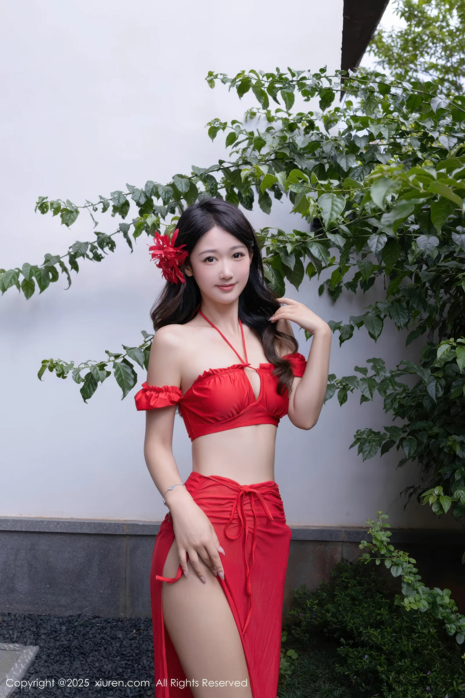 Tang Anqi sexy red short skirt showing red swimsuit graceful figure charming gorgeous photo set 80P 7