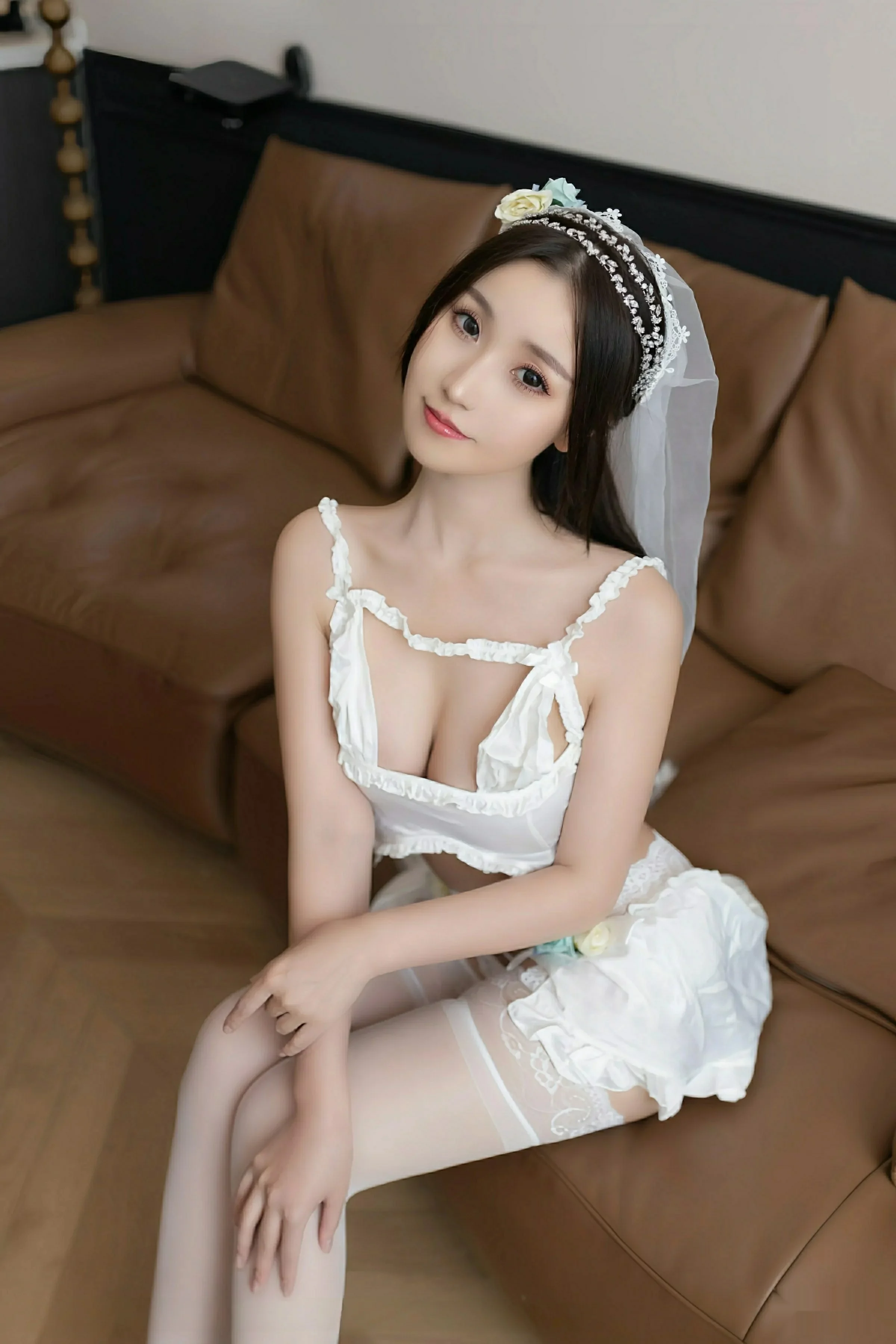 Xingzi Yada Sexy White Lingerie with White Stockings Showing Off Graceful Figure Exquisite Photoshoot 83P 4