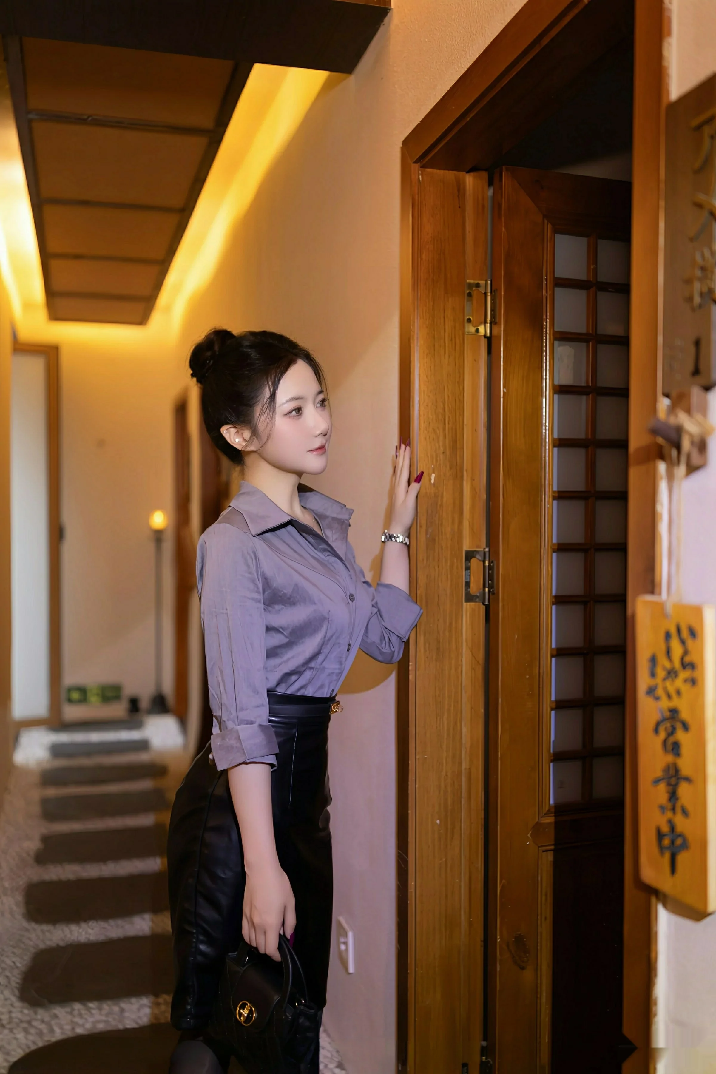 Caviar Fish Sexy Gray Shirt Revealing Black Underwear Showcasing Graceful Figure Perfect Masterpiece Photo 79P 7