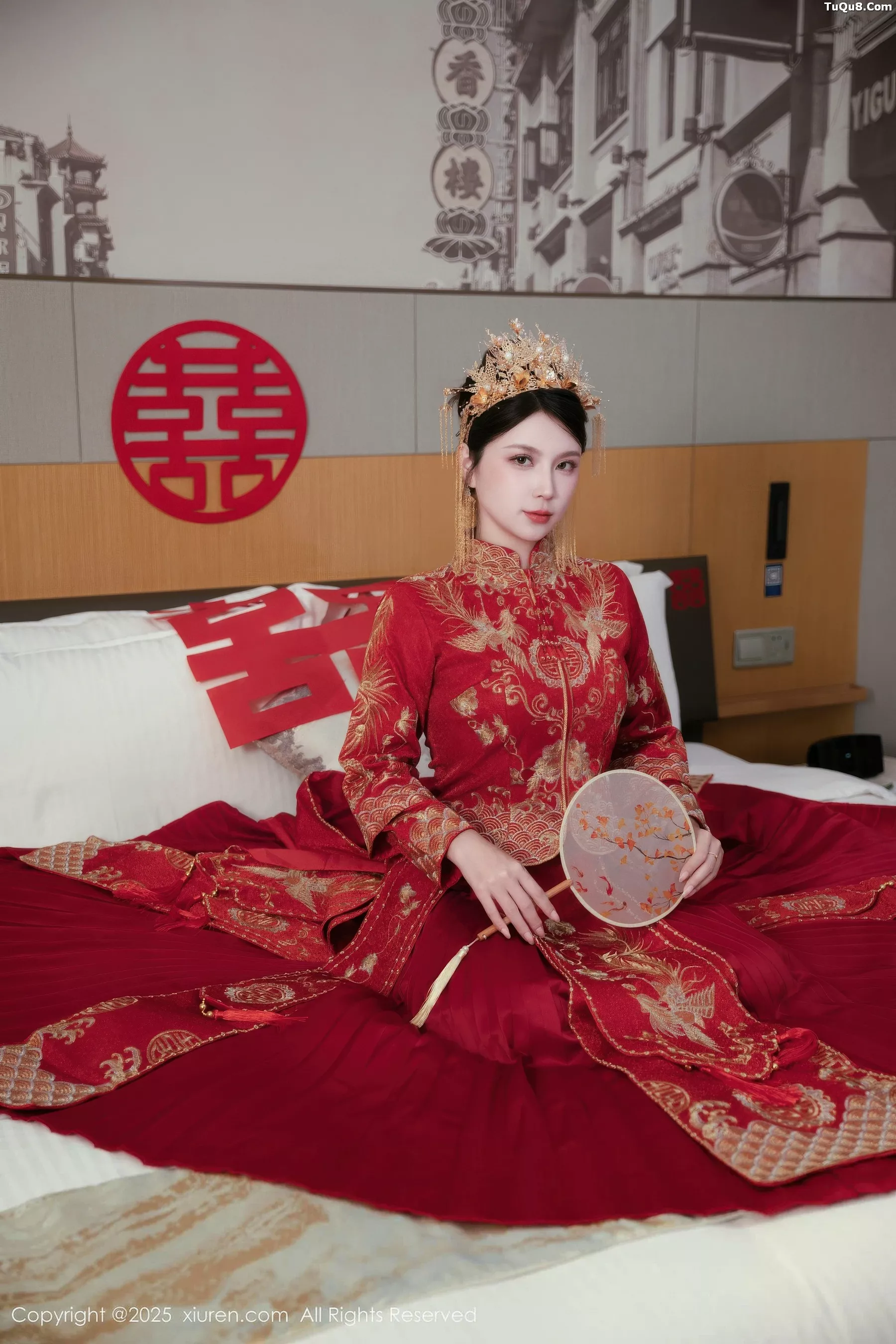 Xiaoman Yao Yummy Sexy Red Bridal Gown with Ultra-Thin Black Stockings Perfect Figure Photoshoot 66P