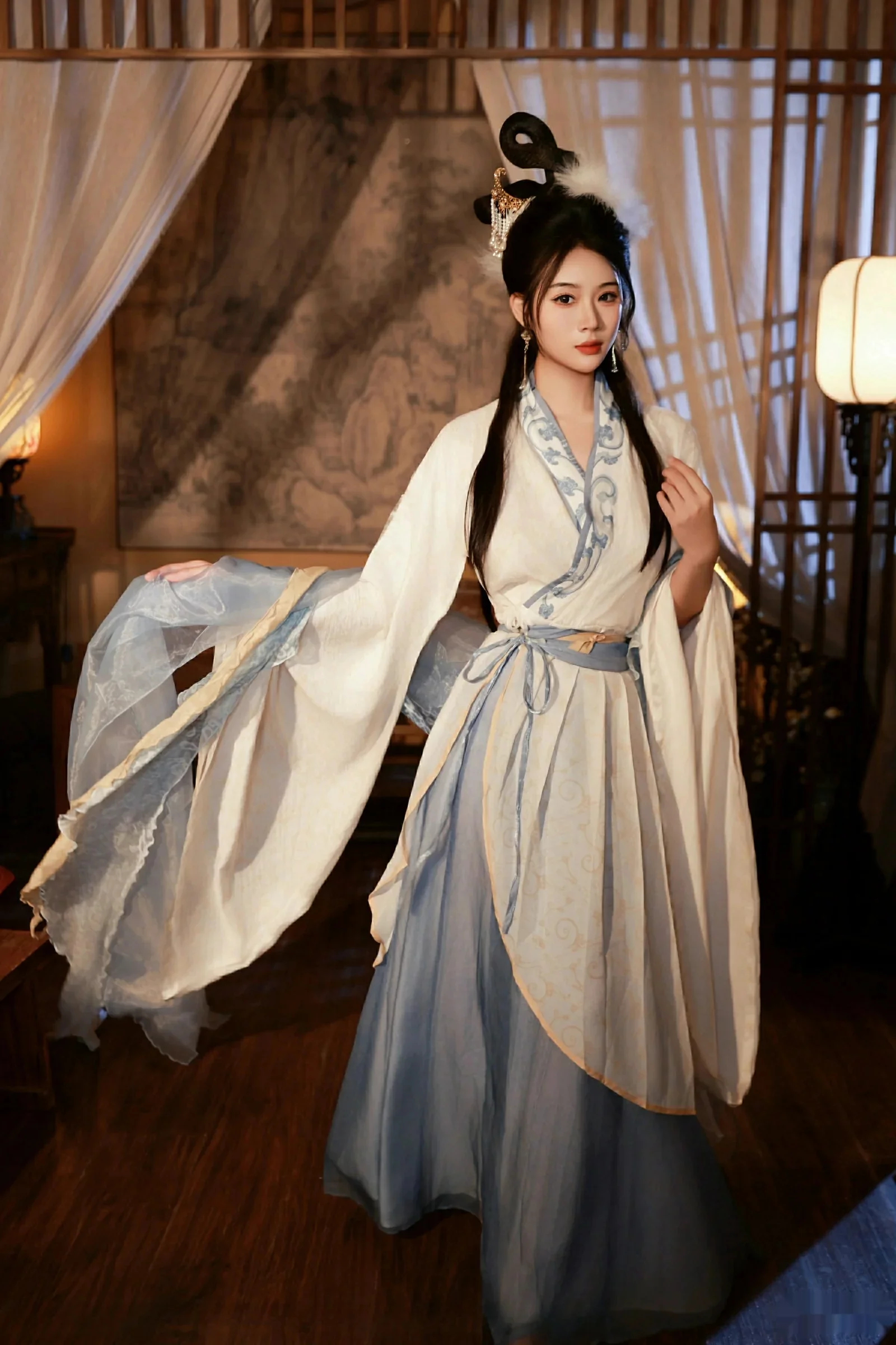 南乔中秋主题性感汉服装扮配超薄肉丝秀白嫩肌肤绝美写真76P 2