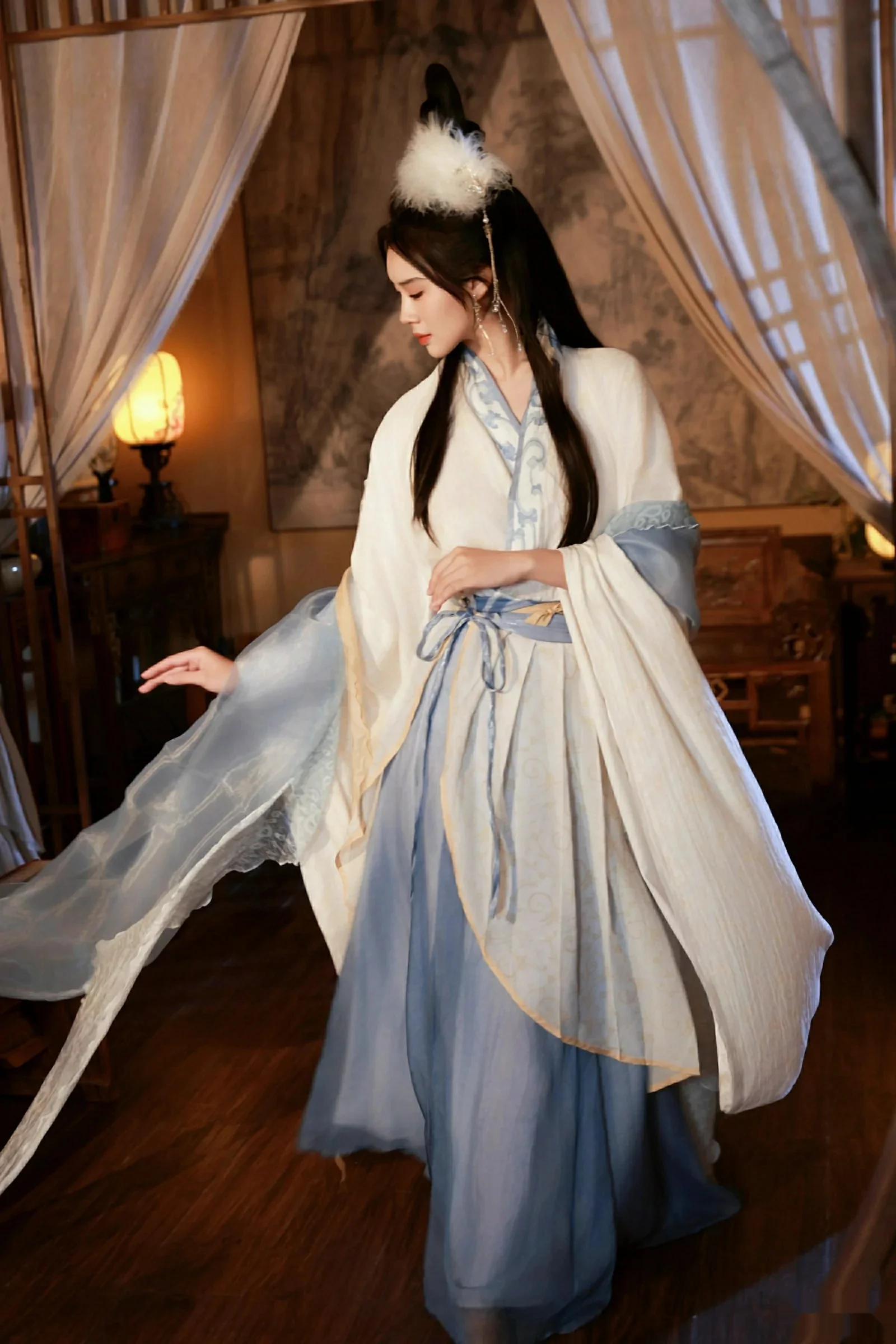 南乔中秋主题性感汉服装扮配超薄肉丝秀白嫩肌肤绝美写真76P 4
