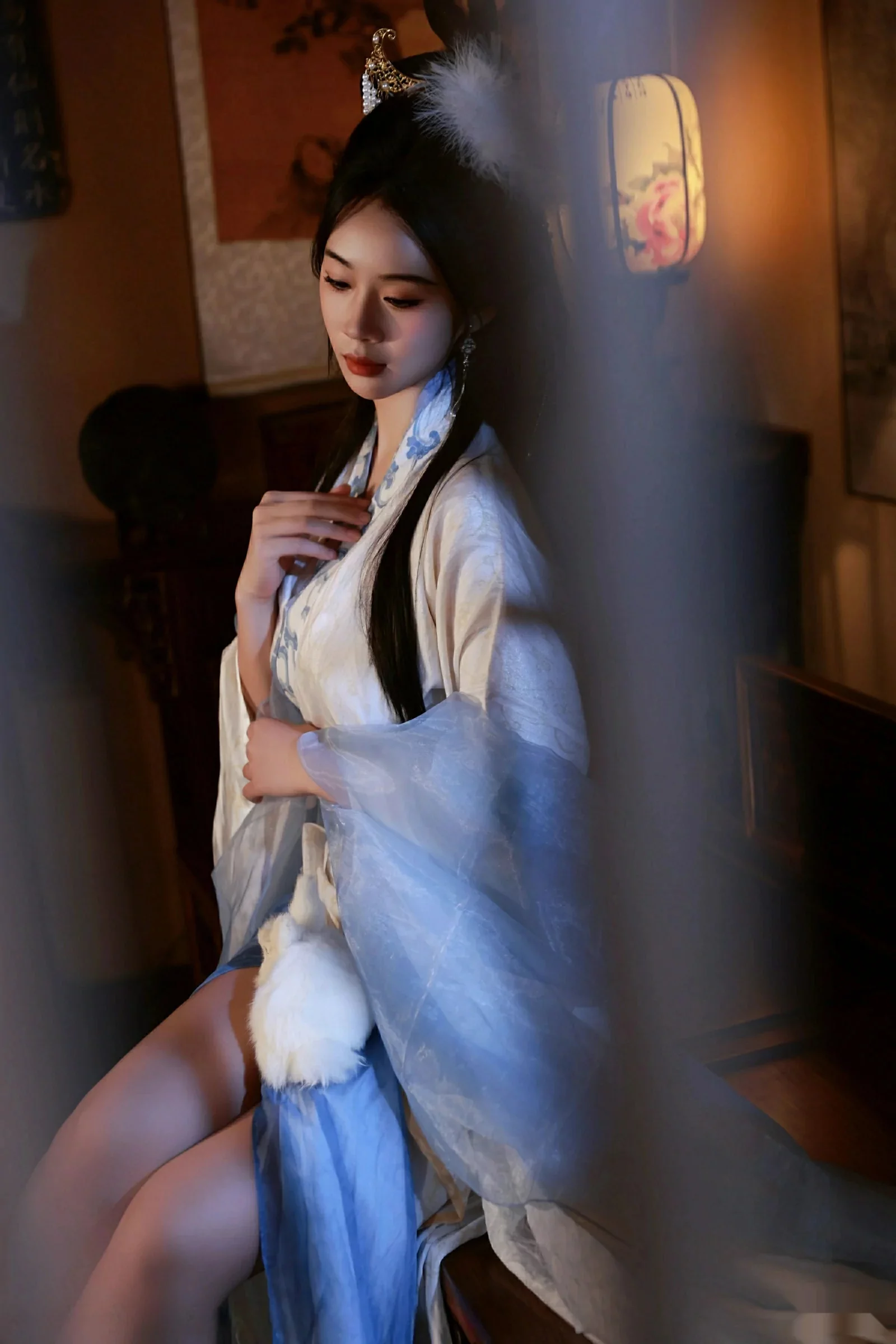 南乔中秋主题性感汉服装扮配超薄肉丝秀白嫩肌肤绝美写真76P 8