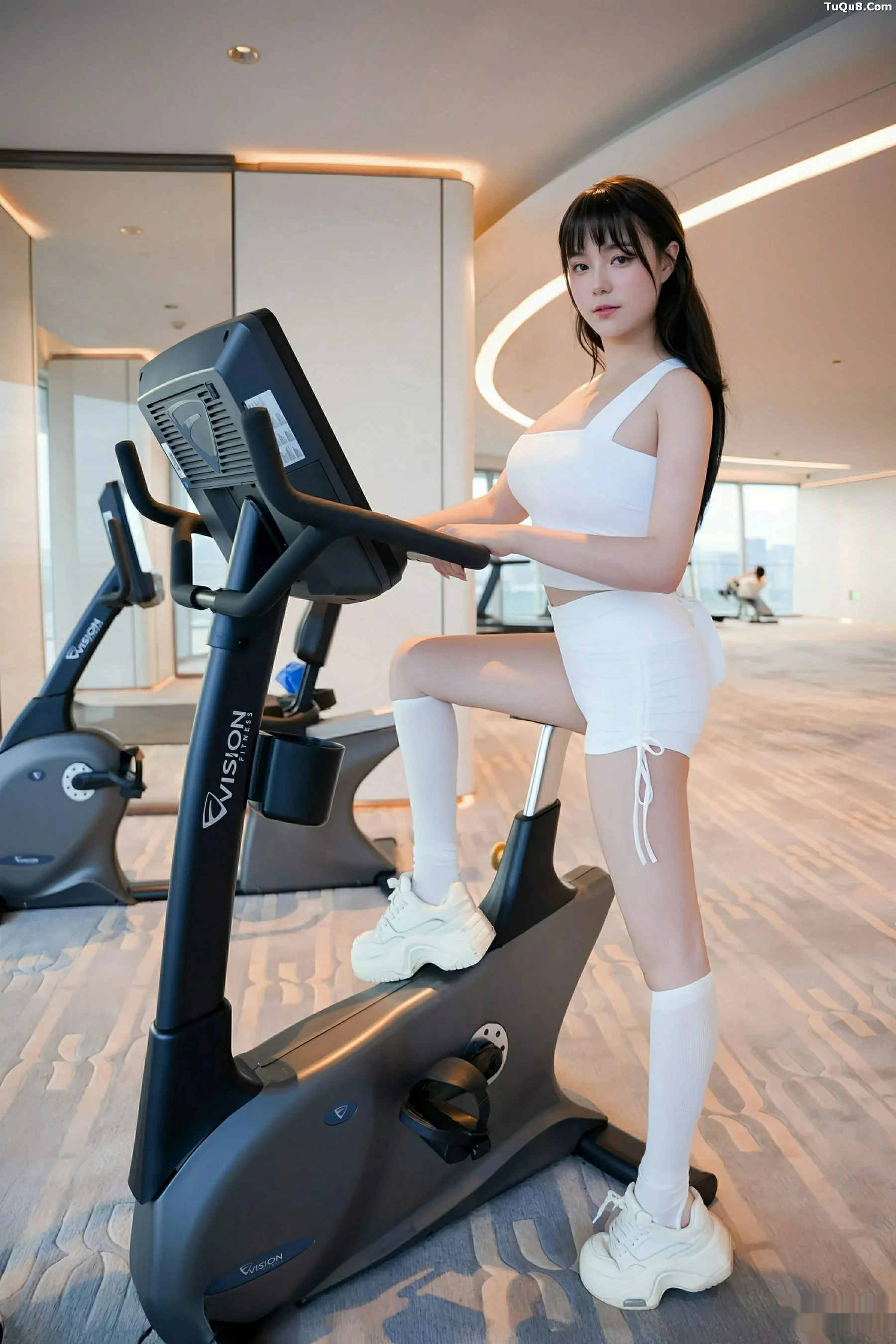 软情健身房场景性感白色运动服配白丝袜秀曼妙身姿绝美写真81P