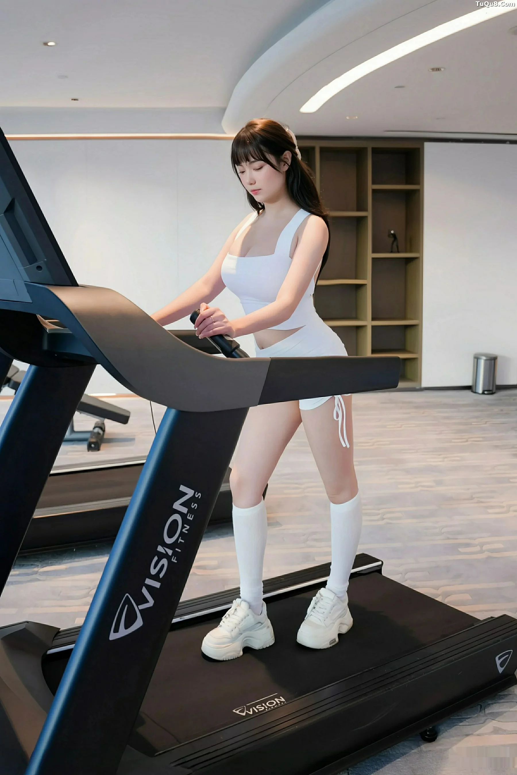 软情健身房场景性感白色运动服配白丝袜秀曼妙身姿绝美写真81P 8